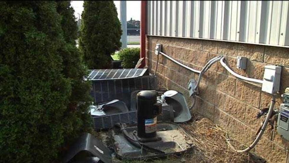 Destroyed air conditioning units at Energized Baptist Church