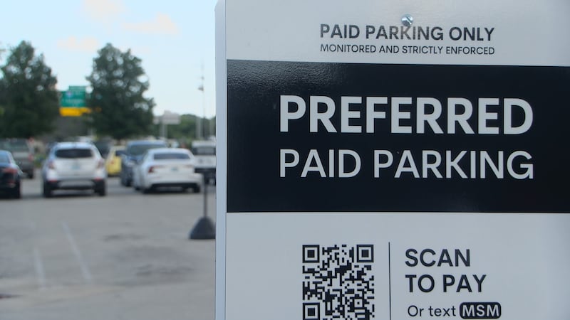 Mall St. Matthews is now charging shoppers for access to a section of premium parking spaces...