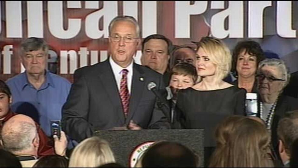 State Sen. David Williams making his concession speech Tuesday night in Lexington.