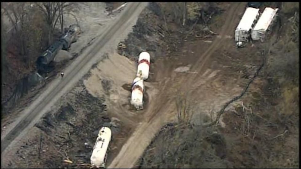 The view of the derailment from Air 3.