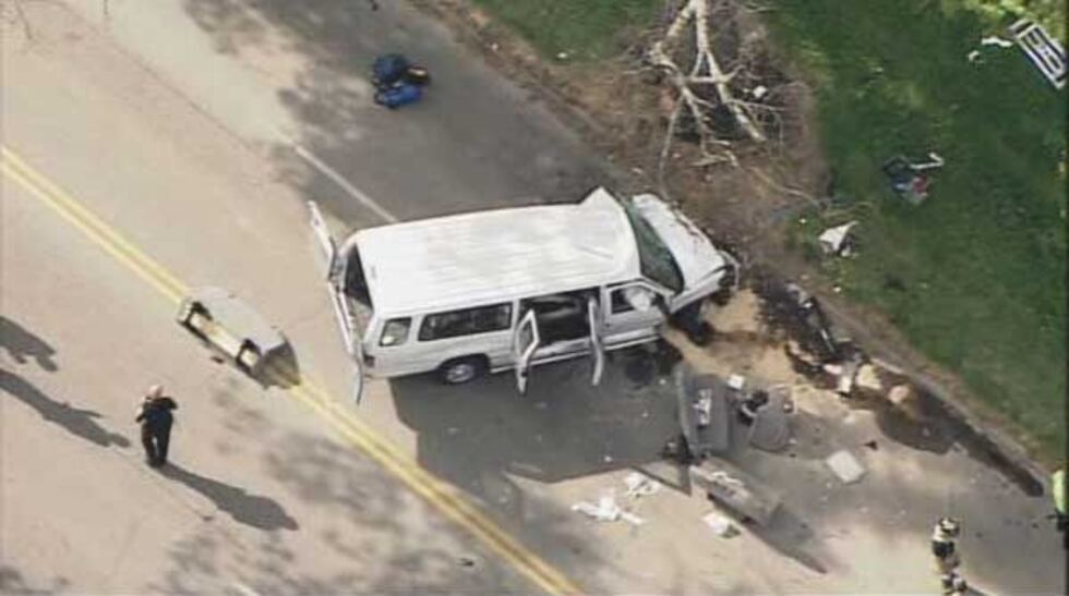 The wreckage of the Heavenly Angels Child Care Center van in June 2012.