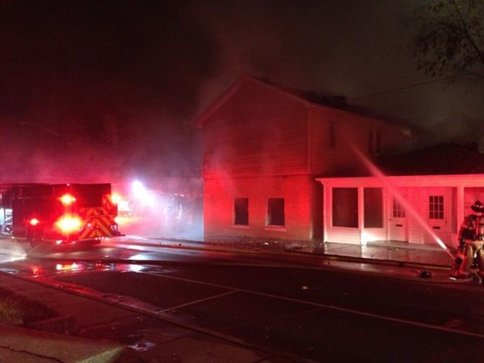 New Albany fire crews working to put out the fire.