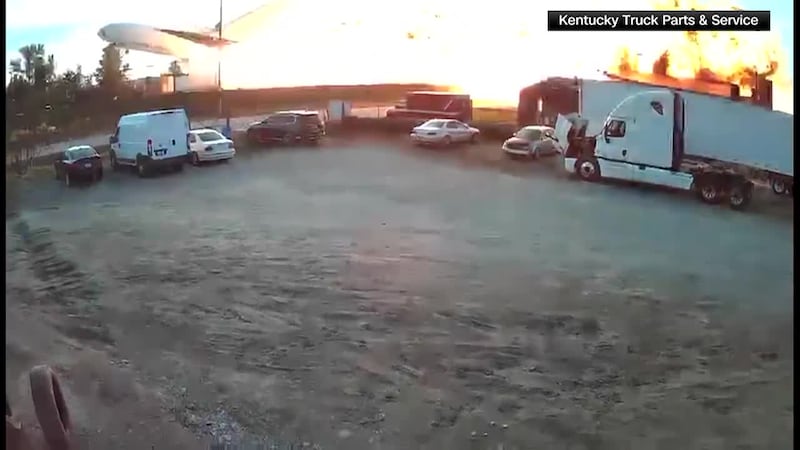 New surveillance and eyewitness video capture the massive explosion triggered by the...