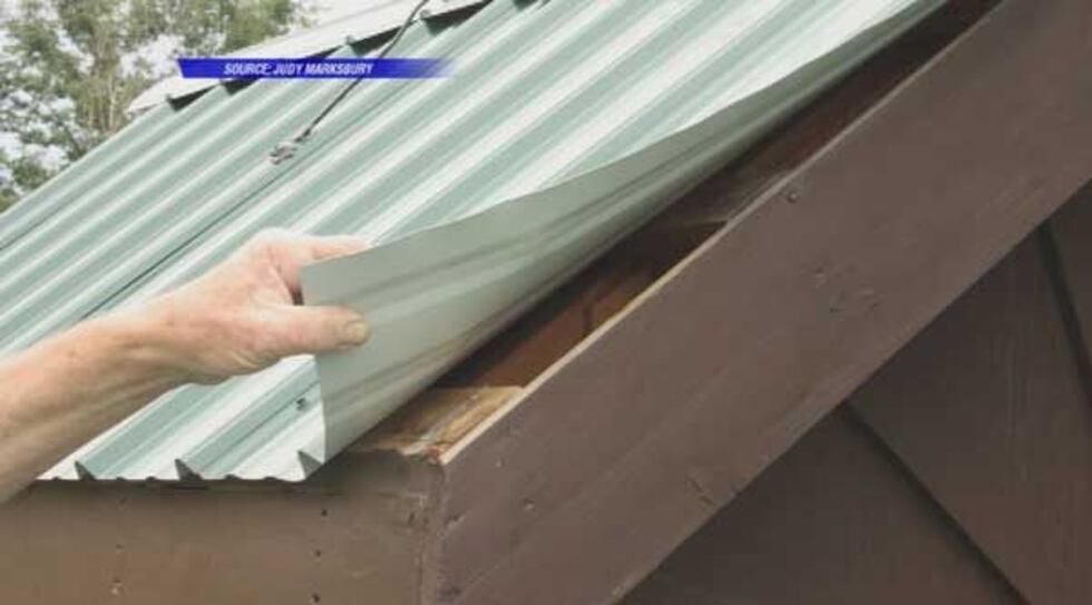 Photos taken by Judy Marksbury of the problems with her roof.