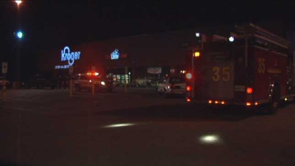 Emergency crews on the scene of the shooting outside Kroger.