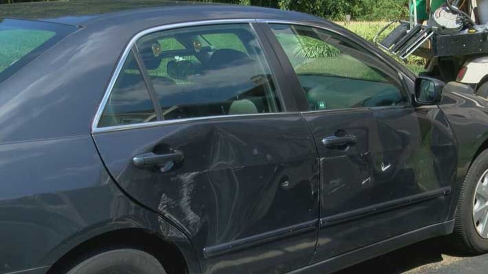 This is the damage to the car from the bus crash. (Source: WAVE 3 News)