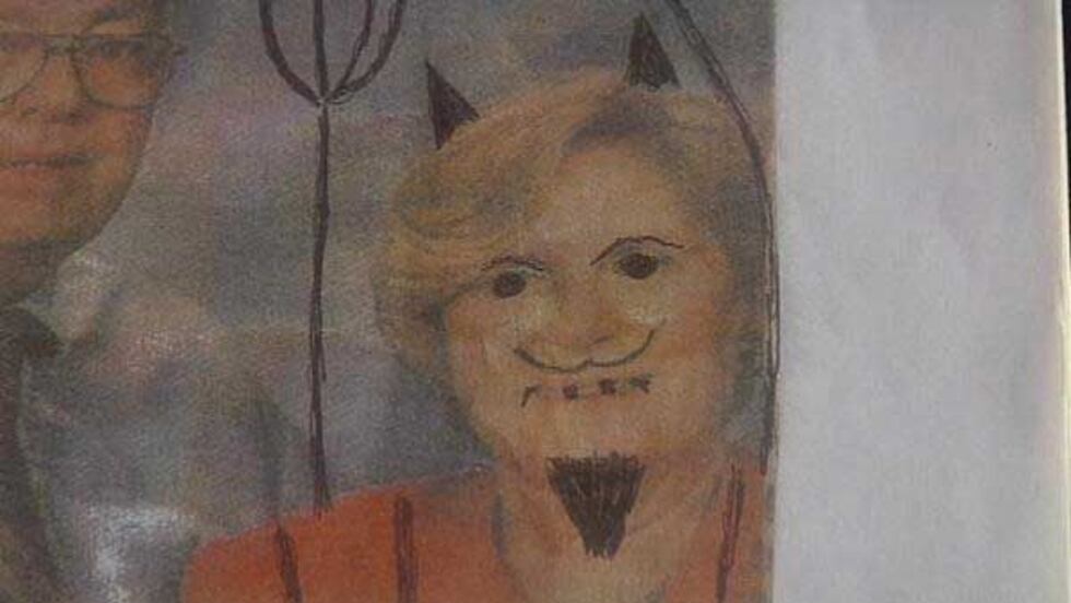 Picture of Betty Haley with horns drawn on (Source: Larry Wilder)