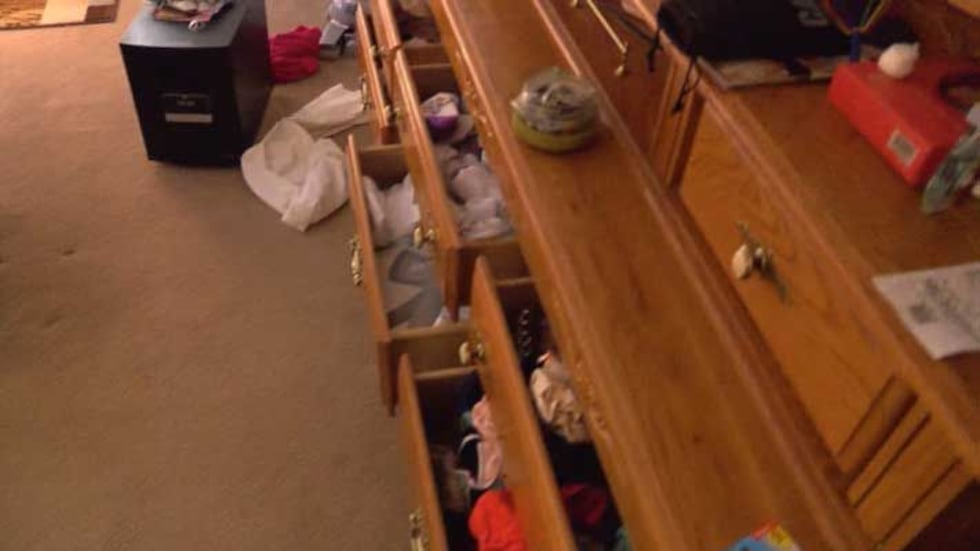 The suspect ransacked drawers in the Kelly home. (Source: James Thomas, WAVE 3 News)