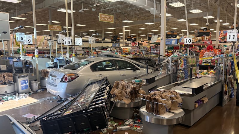A car crashed into an Athens-area Kroger this week.