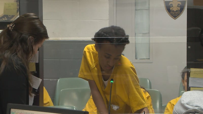 Jazmine Brown, 22, in jail court on Oct. 21. Brown is charged with two counts of complicity to...