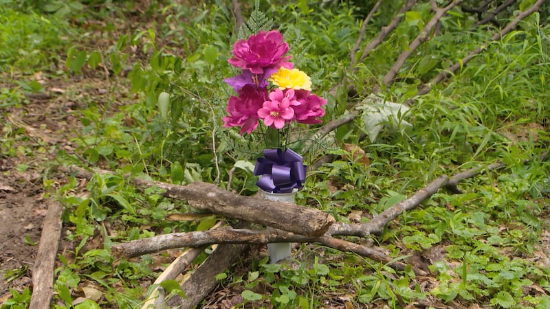 A flower memorial was left by the family of 17-year-old Hunter Rowley, who was killed in an...
