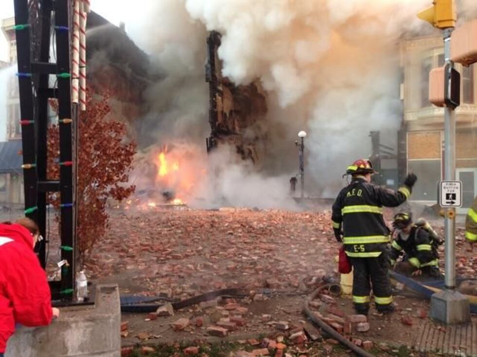The fire caused heavy damage to several buildings. (Source: Ron Buchanan)