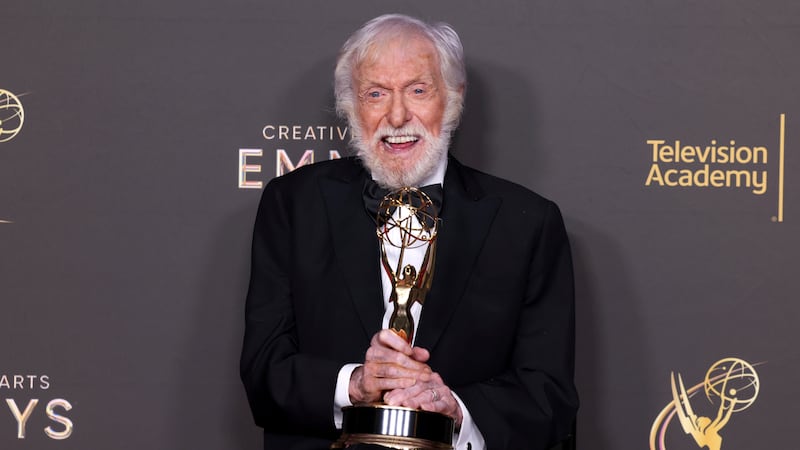 Dick Van Dyke poses with his Emmy for outstanding variety special (pre-recorded) for "Dick Van...