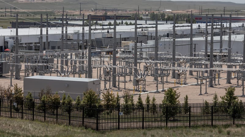 An example of a Microsoft data center in Cheyenne's Business Parkway on June 8, 2026,. (Ryan...