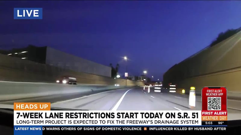 Starting Monday, July 27, drivers will hit traffic restrictions along the SR 51 in central...
